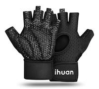 ihuan Breathable Weight Lifting Gloves: Fingerless Workout Gym Gloves with Wrist Support | Enhance Palm Protection | Extra Grip for Fitness | Lifting | Training | Rowing | Pull-ups