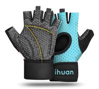 ihuan Breathable Weight Lifting Gloves: Fingerless Workout Gym Gloves with Wrist Support | Enhance Palm Protection | Extra Grip for Fitness | Lifting | Training | Rowing | Pull-ups