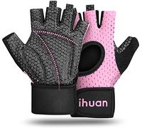 ihuan Breathable Weight Lifting Gloves: Fingerless Workout Gym Gloves with Wrist Support | Enhance Palm Protection | Extra Grip for Fitness | Lifting | Training | Rowing | Pull-ups