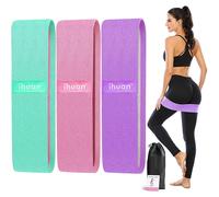 ihuan Resistance Bands for Legs and Butt, 3 Levels Exercise Band, Anti-Slip & Roll Elastic Workout Booty Bands for Women Squat Glute Hip Training...
