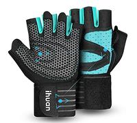 ihuan Ventilated Weight Lifting Gym Workout Gloves with Wrist Wrap Support for Men & Women, Full Palm Protection, for Weightlifting, Training, Fitness, Hanging, Pull ups