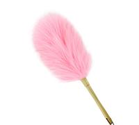 iHUFeather Lambswool Duster Solid Wooden Handle Leather Hang Strap Cleaning Ceiling Fans Window Blinds Computer Furniture Figurines TV Natural Feather Duster,Pink