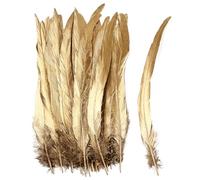 iHUFeather Natural Rooster Tail Feathers 50pcs 10-12inch Long Rooster Coque Tail Feathers Bulk for DIY Crafts Costume and Halloween Party Performances Decoration(Gold)