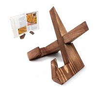 ihvan online, Cookbook Stand, Rustic Wooden Recipe Book Holder, Adjustable and Foldable Cook Books Stand, Wood Stands for Kitchen Counter, Tablets, Plate Holders and Photos, Gift for Home Chefs, Brown