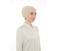 ihvan online Hijab Cap, Beanie Under Cap Scarf, Non Slip Head Wraps for Women, Muslim Hijab Undercap with Tie-Back Closure, Cream