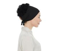 ihvan online Hijab Cap, Head Scarf Beanie, Volumizing Non Slip Head Wraps for Women, Hijab Undercap with Tie-Back Closure, Black