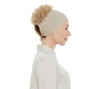 ihvan online Hijab Cap, Head Scarf Beanie, Volumizing Non Slip Head Wraps for Women, Hijab Undercap with Tie-Back Closure, Cream