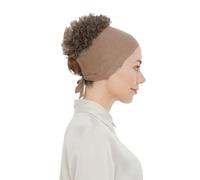 ihvan online Hijab Cap, Head Scarf Beanie, Volumizing Non Slip Head Wraps for Women, Hijab Undercap with Tie-Back Closure, Light Brown