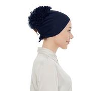 ihvan online Hijab Cap, Head Scarf Beanie, Volumizing Non Slip Head Wraps for Women, Hijab Undercap with Tie-Back Closure, Navy Blue