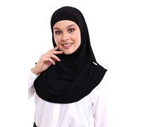 ihvan online, Hijab Scarves for Women, Ready to Wear, Lightweight and Comfortable Headscarf, Instant Turban, Jersey, Presewn, Black, One Size
