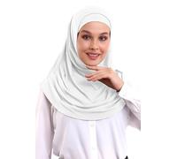 ihvan online, Hijab Scarves for Women, Ready to Wear, Lightweight and Comfortable Headscarf, Instant Turban, Jersey, Presewn, White