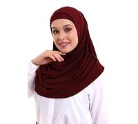 ihvan online, Hijab Scarves for Women, Ready to Wear, Lightweight and Comfortable Headscarf, Instant Turban, Jersey, Presewn, Burgundy, One Size