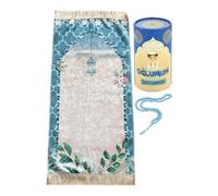 Ihvan Online Kids Prayer Mat, Muslim Prayer Rug, Islamic Gifts, Design Janamaz Sajadah, Soft Salah Mat Carpet, Travel Praying Rug, Blue-White Kaaba