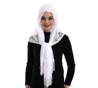 ihvan online, Lightweight Shawl for Women, Head Scarves Hijab, Soft Cotton Tulle Shawl, Head Covering Chapel Veil Lace Shawl for Mass Wedding Bridesmaids, White