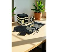 ihvan online Luxury Islamic Prayer Gift Box, Quran, 99 & 33 Pearly Beads Tesbih, Muslim Prayer Rug, Muslim Kufi Hats, Hijab, Set for Ramadan & Eid Gifts