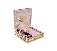 ihvan online Luxury Islamic Prayer Velvet Covered Gift Box, Deluxe 4 Piece Set with Elegant Velvet Covered Quran & Prayer Beads Tesbih & Prayer Rug, Ramadan & Eid Gift, Pink
