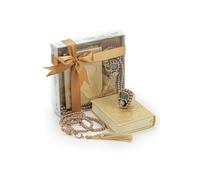 İhvan Online Medina Calligraphy Quran Set with Islamic Finger Counter, Portable Digital Prayer Tasbeeh, Pearl Zikirmatic Beads, 3 Pieces Gift for Ramadan & Eid & Mevlüt, Gold