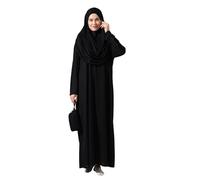 ihvan online Muslim Dresses for Women, One-Piece Long Sleeve Hijab Abaya Full-Length Islamic Prayer Dress, Black, Comfort Sizes: 14-20 (3XL-6XL)