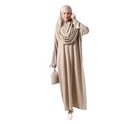 ihvan online Muslim Dresses for Women, One-Piece Long Sleeve Hijab Abaya Full-Length Islamic Prayer Dress, Mink, Standart Sizes: 2-12 (XS-XXL)