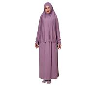 ihvan online Muslim Dresses for Women, Two-Piece Long Sleeve Islamic Prayer Dress, Hijab for Women, Rose, One Size
