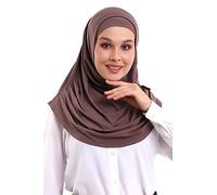 ihvan online, Muslim Hijab for Women, Ready to Wear, Soft, Lightweight and Comfortable Headscarf, Neck Bandana, Long Scarves, brown, One Size