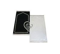 ihvan online, Muslim Prayer Rug for Couples, Praying Mat Set for Women & Men, Heart Patterned, Soft, Prayer Beads, Islamic Gifts for Ramadan Eid Valentines Day, Two Pieces, White-Black