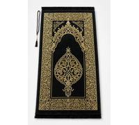 ihvan online Muslim Prayer Rug with 99 Beads Tasbih, Soft Chenille Sajadah, Lightweight & Foldable Janamaz, Portable Travel Prayer Mat, Islamic Gift for Eid, Ramadan, Hajj & Umrah, Black