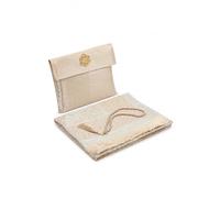 ihvan online Muslim Prayer Rug with 99 Beads Tasbih & Travel Bag, Soft Taffeta Sajadah, Lightweight & Foldable Janamaz, Portable Prayer Mat, Islamic Gift for Eid, Ramadan, Hajj & Umrah, Gold