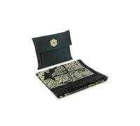 ihvan online Muslim Prayer Rug with 99 Beads Tasbih & Travel Bag, Soft Taffeta Sajadah, Lightweight & Foldable Janamaz, Portable Prayer Mat, Islamic Gift for Eid, Ramadan, Hajj & Umrah, Black