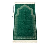 ihvan online Muslim Prayer Rug with Prayer Beads | Janamaz | Sajadah | Soft Islamic Prayer Rug with Mihrab Design | Islamic Gifts | Prayer Carpet Mat, Chenille Fabric, Green