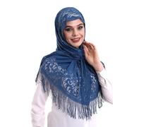 ihvan online, Sheer Shawl Wraps for Women, Soft Tulle Shawl, Head Covering Chapel Veil Lace Shawl for Mass Wedding Bridesmaids, Blue