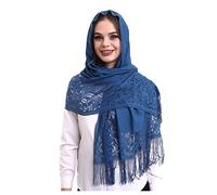 ihvan online, Sheer Shawl Wraps for Women, Soft Tulle Shawl, Head Covering Chapel Veil Lace Shawl for Mass Wedding Bridesmaids, Blue