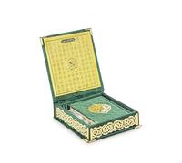 ihvan online, The Holy Qur'an Set, Islamic Prayer Gift Box with Pocket-sized Velvet Covered Quran, Tesbih, Inner Lid Names of Allah (Asmaul Husna), 3 Pieces for Ramadan & Eid & Dowry Gifts, Green