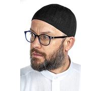 ihvan online Turkish Muslim Kufi Hats for Men, Taqiya, Takke, Peci, Islamic Caps, Ramadan Eid Islamic Gifts, Standart Size, Black, One size