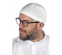 ihvan online Turkish Muslim Kufi Hats for Men, Taqiya, Takke, Peci, Islamic Caps, Ramadan Eid Islamic Gifts, Standart Size, White, One size