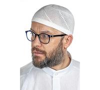 ihvan online Turkish Muslim Lux Knitting Kufi Hats for Men, Taqiya, Takke, Peci, Islamic Caps, Islamic Gifts, Standart Size, White