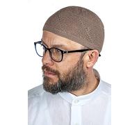 ihvan online Turkish Muslim Lux Knitting Kufi Hats for Men, Taqiya, Takke, Peci, Islamic Caps, Islamic Gifts, Standart Size, Brown
