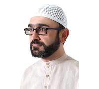 ihvan online Turkish Muslim Premium Knitting Kufi Hats for Men, Taqiya, Takke, Peci, Islamic Caps, Islamic Gifts, Standart Size, White 2