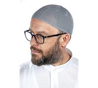 ihvan online Turkish Muslim Premium Knitting Kufi Hats for Men, Taqiya, Takke, Peci, Islamic Caps, Islamic Gifts, Standart Size, Grey, One size