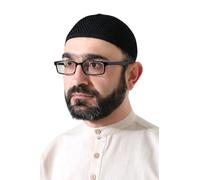 ihvan online Turkish Muslim Premium Knitting Kufi Hats for Men, Taqiya, Takke, Peci, Islamic Caps, Islamic Gifts, Standart Size, Black