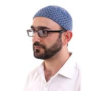 ihvan online Turkish Muslim Winter Wool Knitting Kufi Hats for Men, Taqiya, Takke, Peci, Islamic Caps, Islamic Gifts, Standart Size, Blue