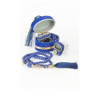 İhvan Online Velvet Box with Islamic Finger Counter and Prayer Beads, Portable Digital Prayer Tasbeeh, Pearl Zikirmatic Beads, 2 Pieces Gift for Ramadan & Eid & Mevlüt (Navy)