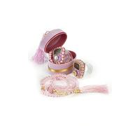 İhvan Online Velvet Box with Islamic Finger Counter and Prayer Beads, Portable Digital Prayer Tasbeeh, Pearl Zikirmatic Beads, 2 Pieces Gift for Ramadan & Eid & Mevlüt (Pink)