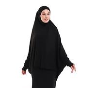 ihvan online, Women Muslim Hijab Cover, Islamic Dress Scarf, Long Salah Clothes. Prayer Hijab for Women, Black, One Size
