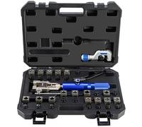 IHVBRHHM Hydraulic Flaring Tool Kits, 45° Double Flaring Tool,Brake Repair Brake Flaring Tool for 3/16"-1/2", Brake Flare Tool with 33PCS Flaring Dies for Copper Line, Steel Pipe and GM Reparing