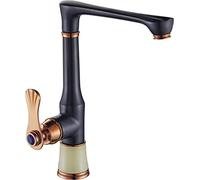 IHVOOUKAK Black Kitchen Faucet All Copper Bathtub Washbasin Wash Basin Bathroom Hot and Cold Mixer Mixer Swivel Can Be Rotated Ancient Times(Black Ancient Jade)