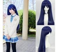 IHYAMS Love Live Sonoda Umi Long Cosplay Wigs Blue 80cm Long Straight Heat Resistant Synthetic Hair Perucas Cosplay Wig+Wig Cap Love Live as the picture