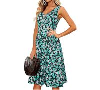 II ININ Women's Casual Summer V Neck Sleeveless Button Down Tank Dress Midi Floral Beach Party Sundress with Pockets(Floral z11,L)