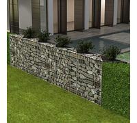Iiaky 142537 Gabion Basket Galvanised Steel 300x30x100 cm Retaining Stone Basket Fence Panel Cage Barrier Spiral Planter Retaining Wall Galvanised