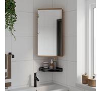 Iiaky 357980 Corner Bathroom Mirror Cabinet Oak 30x24x60 cm Wall Mounted Bathroom Storage Cupboard with Mirror Cabinet for Bathroom Shower Room